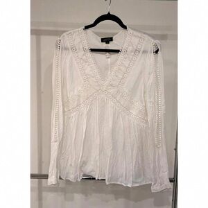 Chic White Lace Detail Blouse